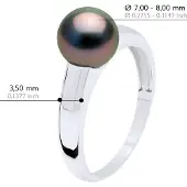 ATELIERS SAINT GERMAIN Armreif Ring Prestige Silber 925 rhodiniert - Echte Tahiti-Zuchtperle rund 7-8 mm