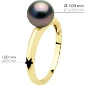 ATELIERS SAINT GERMAIN Armreif-Ring, echte Tahiti-Zuchtperle, rund, 7,5–8 mm – Gelbgold