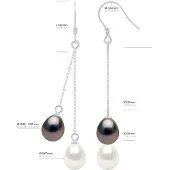 ATELIERS SAINT GERMAIN Hängende Ohrringe – 2 echte Zuchtperlen, oval, 8–9 mm