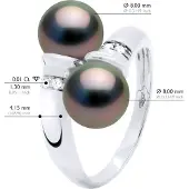 ATELIERS SAINT GERMAIN Ring You & Me, Diamanten 0,06 ct, 2 echte Tahiti-Zuchtperlen rund 8–9 mm – Weißgold