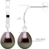 ATELIERS SAINT GERMAIN Ohrringe Prestige Artikuliert aus Weißgold 375 und echten Tahiti-Zuchtperlen Birne 8-9 mm
