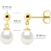 ATELIERS SAINT GERMAIN Ohrringe aus Gelbgold und echten Süßwasser-Zuchtperlen, Birne 7–8 mm