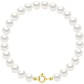 ATELIERS SAINT GERMAIN Armband Gold – Reihe aus echten Süßwasserperlen, halbrund, 6–7 mm