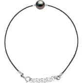 ATELIERS SAINT GERMAIN Armband Love Links aus gedrehtem Nylon in der Farbe SCHWARZ, verziert mit einer echten Tahiti-Zuchtperle, rund 8-9 mm