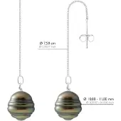 ATELIERS SAINT GERMAIN Hängende Ohrringe – 2 echte Tahiti-Zuchtperlen, eingekreist, 10–11 mm