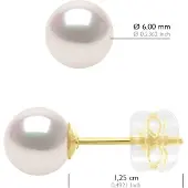 ATELIERS SAINT GERMAIN Ohrringe aus Gelbgold 750 und echten Akoya-Zuchtperlen, zertifiziert aus Japan, rund, 6–7 mm