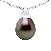 ATELIERS SAINT GERMAIN Halskette OMEGA echte Tahiti-Zuchtperle Birne 9-10 mm