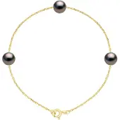 ATELIERS SAINT GERMAIN Armband TRIO - 3 echte Tahiti-Zuchtperlen, rund 7-8 mm