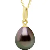 ATELIERS SAINT GERMAIN Anhänger Gelenkfaden Gelbgold 750 und echte Tahiti-Zuchtperle Birne 8-9 mm