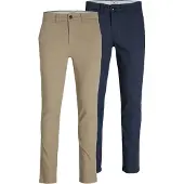 Jack & Jones 12180705, Chino, Erwachsener, Beige, Blau, Baumwolle, Elasthan, Nicht bleichen, Natürliche Trocknung