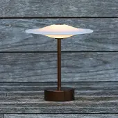 Piet Hein Sinus 22 Portable LED-Tischlampe, bronze, IP44 - , dimmbar, Bronze / Altmessing, für Balkon, Aluminium, Design