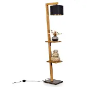 Hofstein Selbagnone moderne Stehlampe aus Metall/Holz/Stoff