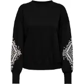 ONLY Sweatshirt "ONLBROOKE L/S O-NECK FLOWER SWT", Baumwollmischung, regular fit