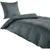 TRAUMSCHLAF Mako-Satin Bettwäsche Stripe 135x200 cm + 80x80 cm anthrazit