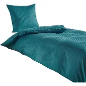 TRAUMSCHLAF Mako-Satin Bettwäsche Stripe 2x Kissenbezug 40x40 cm petrol
