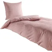 TRAUMSCHLAF Mako-Satin Bettwäsche Stripe 155x220 cm + 80x80 cm rosa