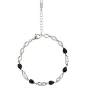 Faina Women Crystal-Studded Bracelet in Silver Black | Gr.: onesize