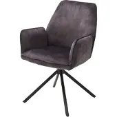 Massivart Armlehnstuhl anthrazit Velours Optik Drehstuhl - OTTAWA