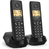 Gigaset PURE 100 duo, Analoges/DECT-Telefon, Kabelloses Mobilteil, Freisprecheinrichtung, 50 Eintragungen, Anrufer-Identifikation, Schwarz