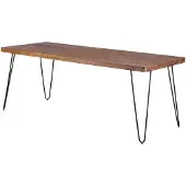 Wohnling Esstisch BAGLI Massivholz Sheesham 200 x 80 x 76 cm Esszimmer-Tisch Küchentisch modern Landhaus-Stil Holztisch mit Metallbeinen dunkel-braun
