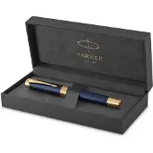 Parker - Duofold Centennial Fountain Pen - Prestige Blue Chevron - Fine Solid Gold Nib