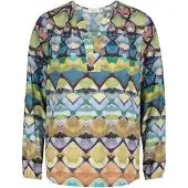 Cartoon Casual-Bluse Damen Viskose grün gemustert, 38 830318-0001-00380