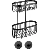 Wenko Wandregal 2 Etagen Classic Plus Black mit Vacuum-Loc Adapter, Befestigen ohne bohren Wenko