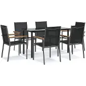 vidaXL 7-tlg. Garten-Essgruppe Schwarz Textilene und Stahl