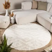 FRAAI Teppich Skandinavisch Rund - Lova Diamond Creme Ø 280 cm