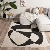 FRAAI Japandi Teppich - Yori Abstrakt Creme Schwarz 140x200 cm