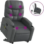 vidaXL Massagesessel mit Aufstehhilfe Grau Kunstleder