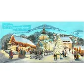 Pappnoptikum Adventskalender Triptychon Seiffen mit Bergmannszug Erzgebirge