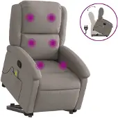 vidaXL Massagesessel mit Aufstehhilfe Taupe Stoff