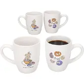 MamboCat 4er Set Bakery Kaffeebecher 300ml Porzellan-Tassen zwei Motive Tee Cappuccino