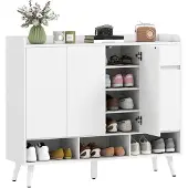 HOMCOM SCHUHSCHRANK MDF Kiefernholz Weiß