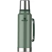 Stanley The Legendary Classic Bottle 1.5QT, Hammertone Green 10-11347-119 Thermosflasche mit Deckel und Becher, 1,4 L