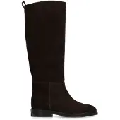 Manfield Dunkelbraune Veloursleder-Stiefel | Größe 41