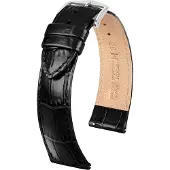 Hirsch 03427050-2-20 Leder-Uhrenarmband Louisianalook L 20 mm Schwarz