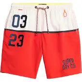 Superdry für Herren. M3010249A Badeanzug, 43,2 cm, mit rotem nautischem Logo (XXL), Strandbekleidung, Recyceltes Polyester, Nachhaltig