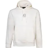Armani Exchange für Herren. XM000369AF10818U0009 Weißes laminiertes Kapuzensweatshirt aus Baumwoll-Polyester-Stretch mit weißer Kapuze (