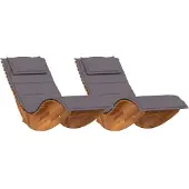 vidaXL Sonnenliege mit Kissen 2-Person 2 pcs Braun Massivholz Akazie