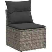 vidaXL 7-tlg. Garten-Sofagarnitur mit Kissen Grau Poly Rattan