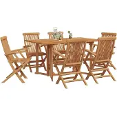 vidaXL Garten Essgruppe 7 Stk. Braun Massivholz Teak