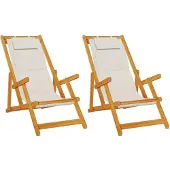 vidaXL Liegestuhl 2 Stk. Braun Massivholz Akazie