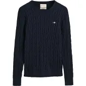Gant Strickpullover "STRETCH COTTON CABLE C-NECK" mit Logostickerei auf der Brust