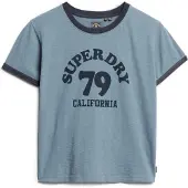 Superdry Beach Graphic Fitted Ringer Kurzarm-t-shirt