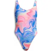 Superdry für Damen. W3010408A Bedruckter Badeanzug mit mehrfarbigem tiefem Rückenausschnitt (XL), Strandbekleidung, Recyceltes Polyester, Na