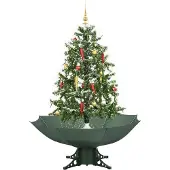 vidaXL Schneiender Weihnachtsbaum mit Schirmfuß Grün 140 cm