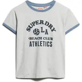 Superdry für Damen. W1011387A Ringer Athletic Essentials T-shirt grau (M), Lässig, Baumwolle, Kurzarm