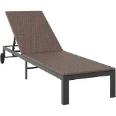 vidaXL Sonnenliege 2-Person 3 pcs Braun Poly-Rattan